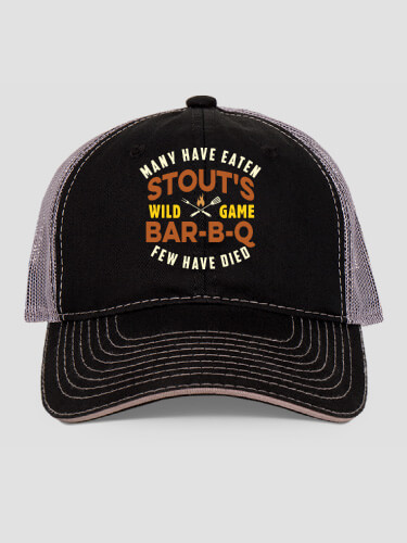 Black/Charcoal Wild Game Few Have Died BBQ Personalized embroidered-trucker-hat 