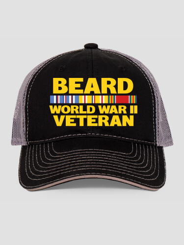 Black/Charcoal WW2 Pacific Veteran Personalized embroidered-trucker-hat 