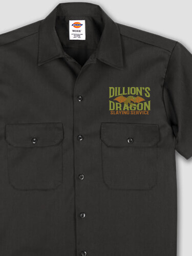 Dragon Slaying Black Embroidered Work Shirt