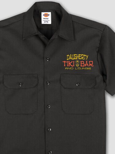 Tiki Bar Black Embroidered Work Shirt
