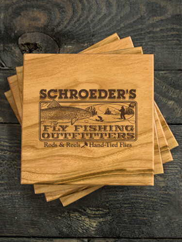 Natural Cherry Fly Fishing Personalized cherry-coaster 