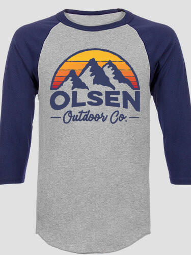 Sports Grey/Navy Outdoor Company Personalized raglan-3-4-sleeve-tshirt 
