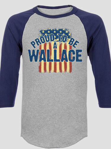 Sports Grey/Navy Proud To Be Personalized raglan-3-4-sleeve-tshirt 