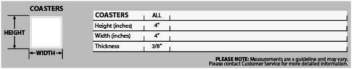 cherry coaster sizes chart