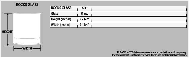 rocks glass sizes chart
